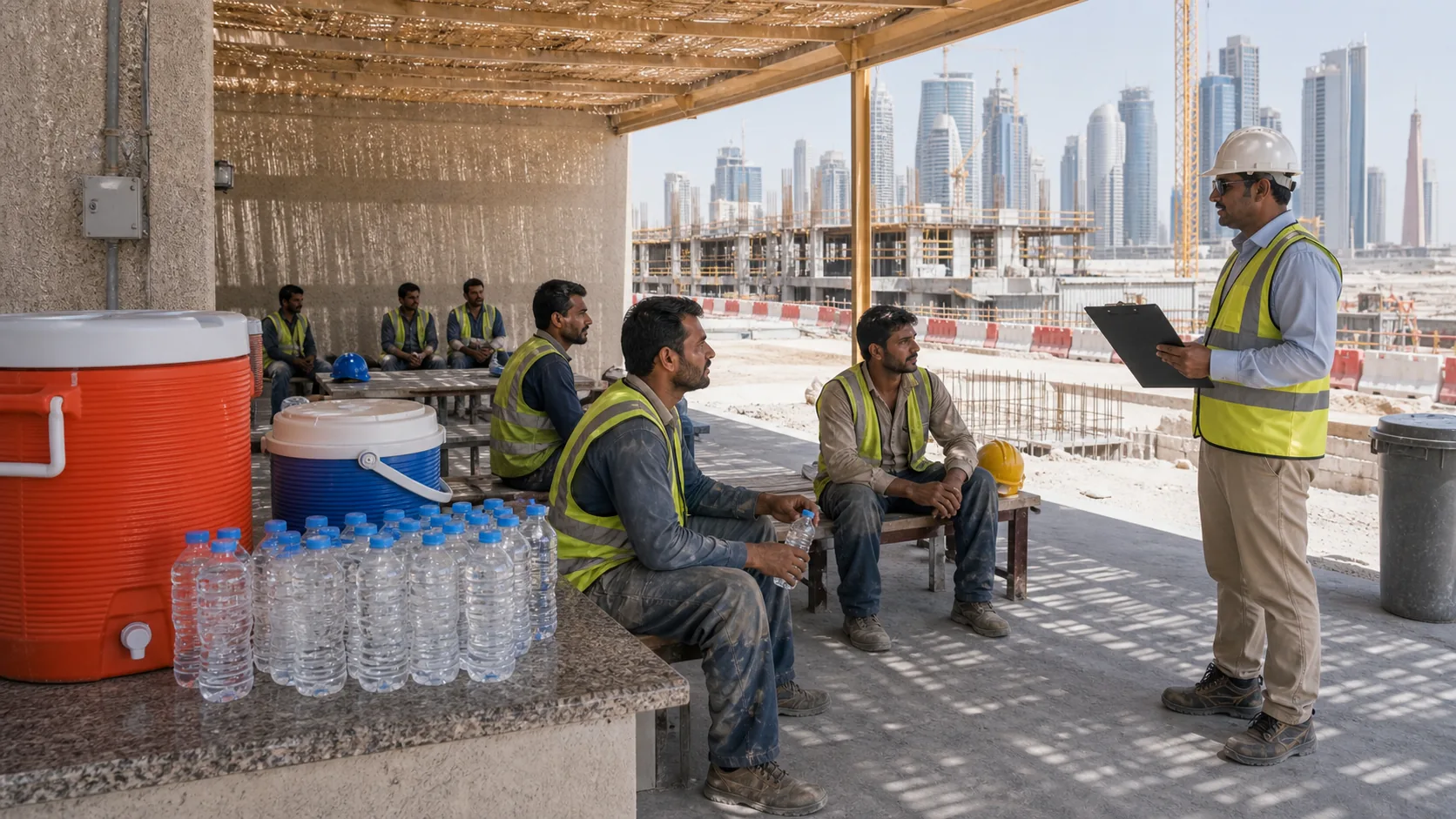 GCC workplace hydration compliance planning for outdoor worker heat safety