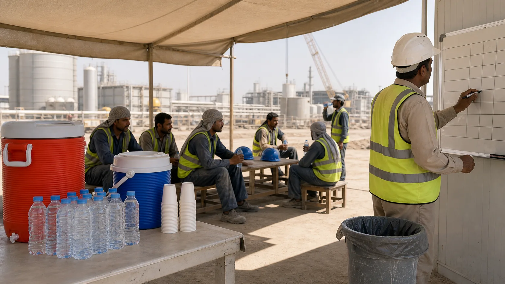 GCC workplace hydration compliance planning for outdoor worker heat safety