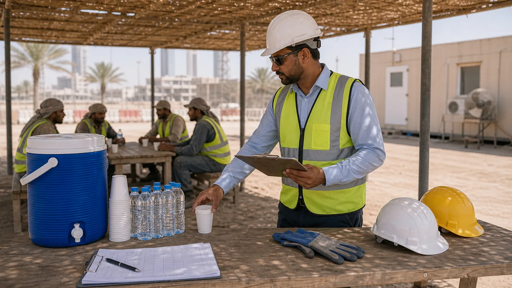 GCC workplace hydration compliance planning for outdoor worker heat safety