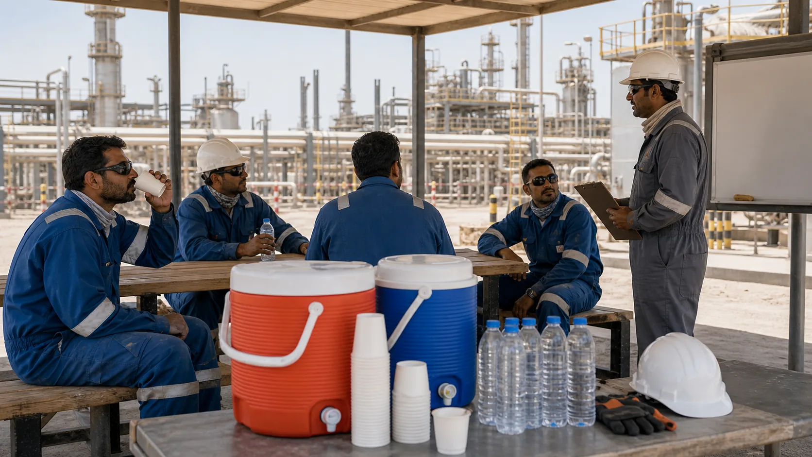 GCC workplace hydration compliance planning for outdoor worker heat safety