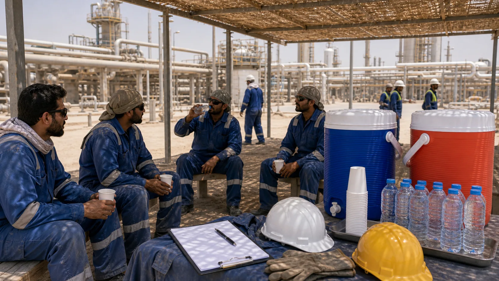 GCC workplace hydration compliance planning for outdoor worker heat safety