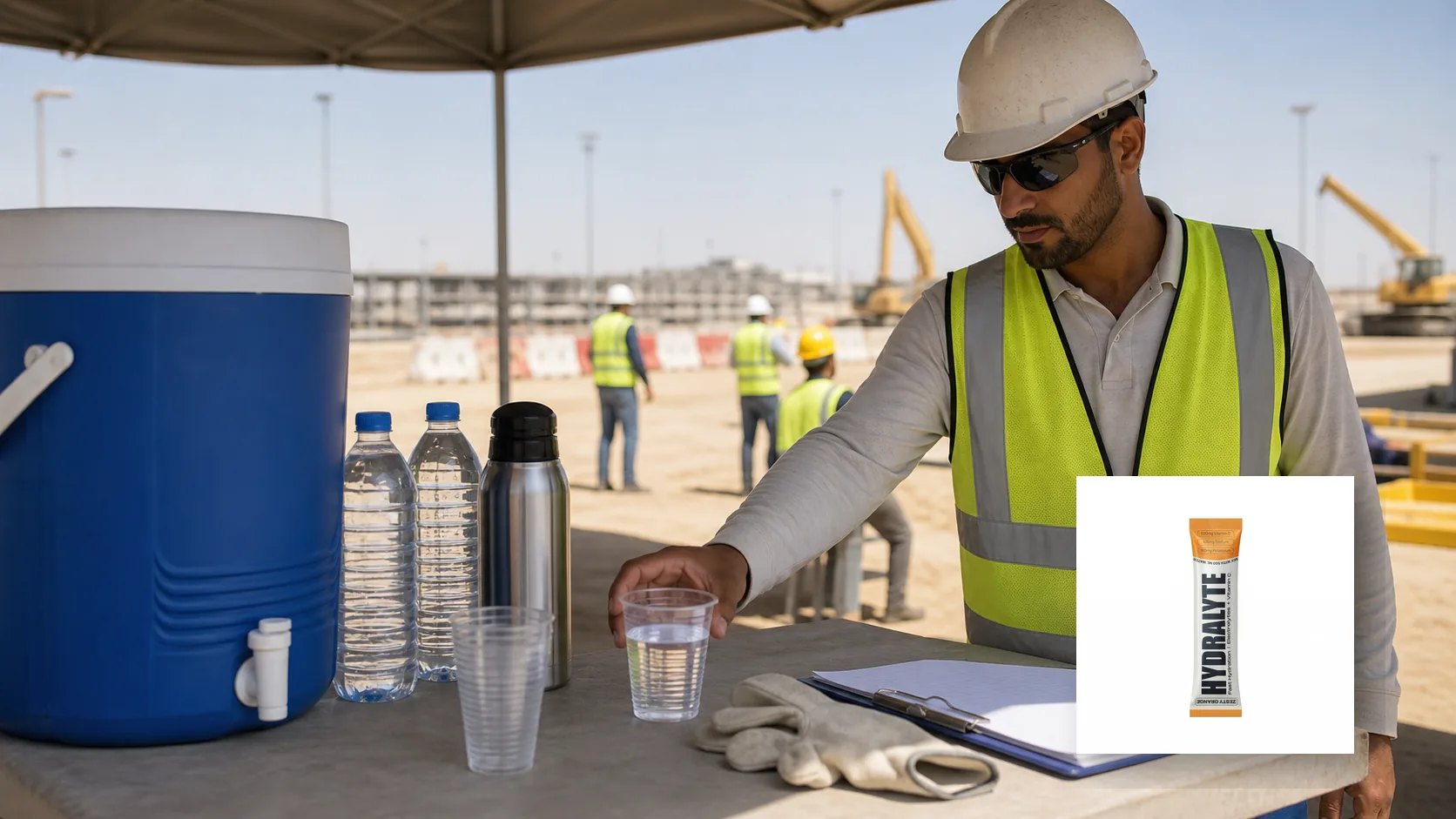 Hydralyte branded hydration support for UAE outdoor workers in summer heat