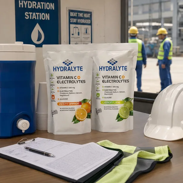 Hydralyte product in professional photo scene for Heat Management for Large Workforces UAE — Guide