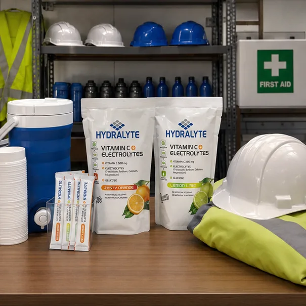 Hydralyte product in professional photo scene for Heat Management for Large Workforces UAE — Guide