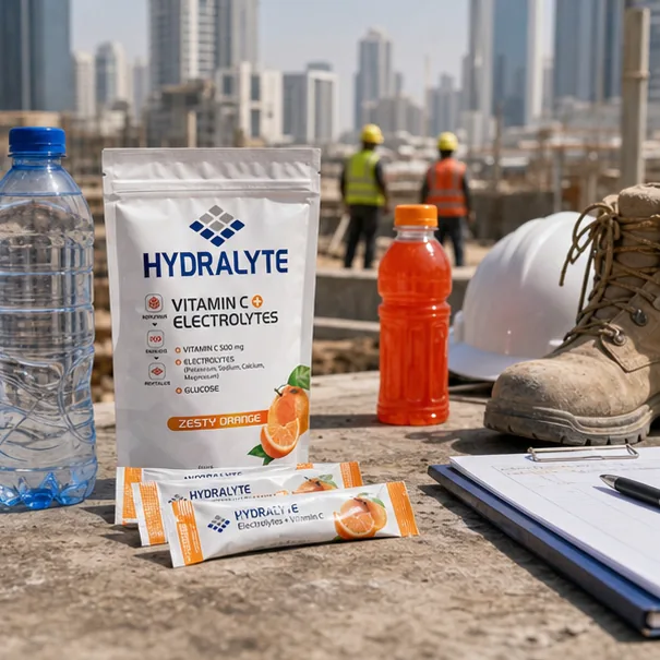 Hydralyte product in professional photo scene for Hydralyte vs Sports Drinks for UAE Workers