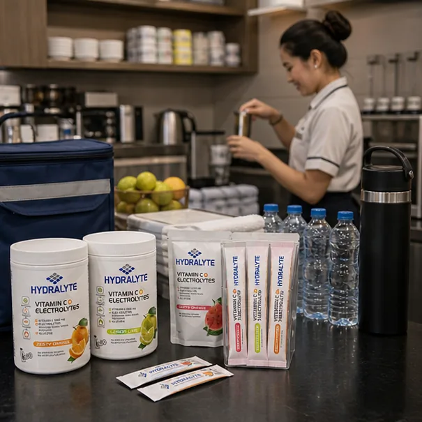 Hydralyte product in professional photo scene for Hospitality Worker Hydration UAE Summer Guide
