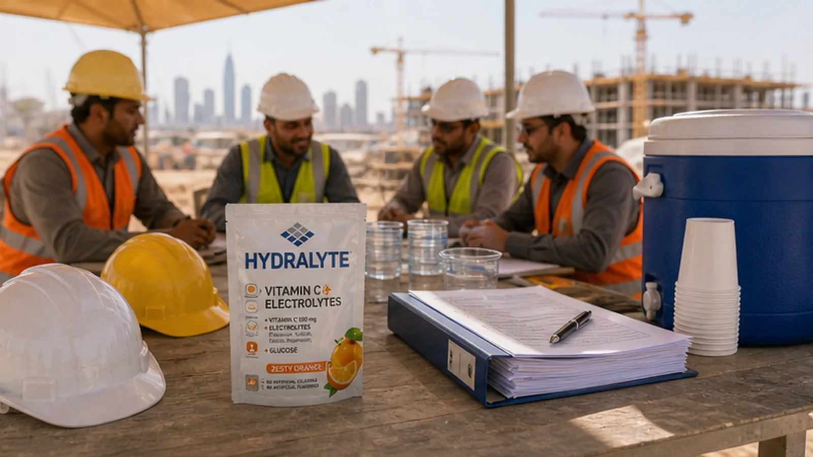 Contractor subcontractor electrolyte provision Hydralyte site meeting scene
