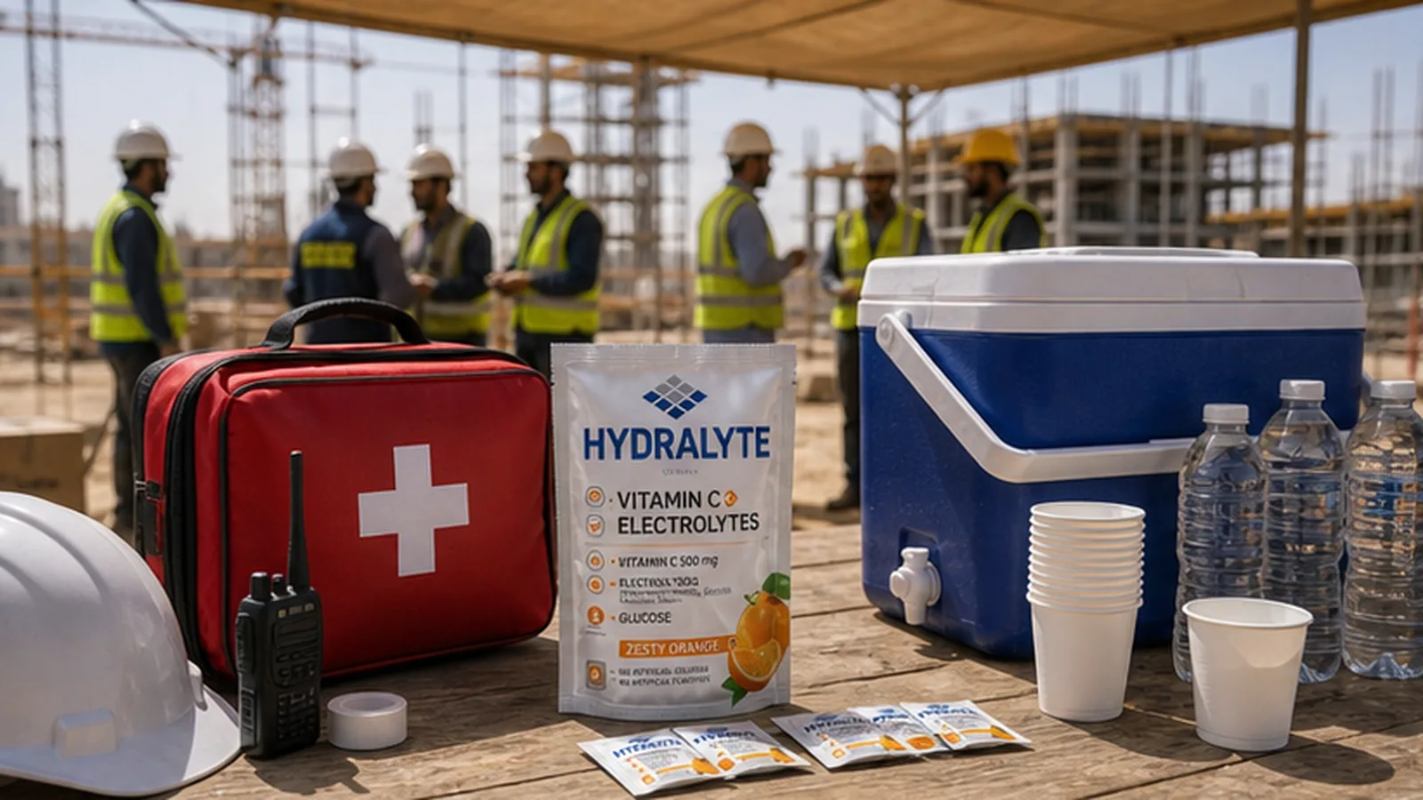 Hydralyte emergency response kit UAE construction site scene