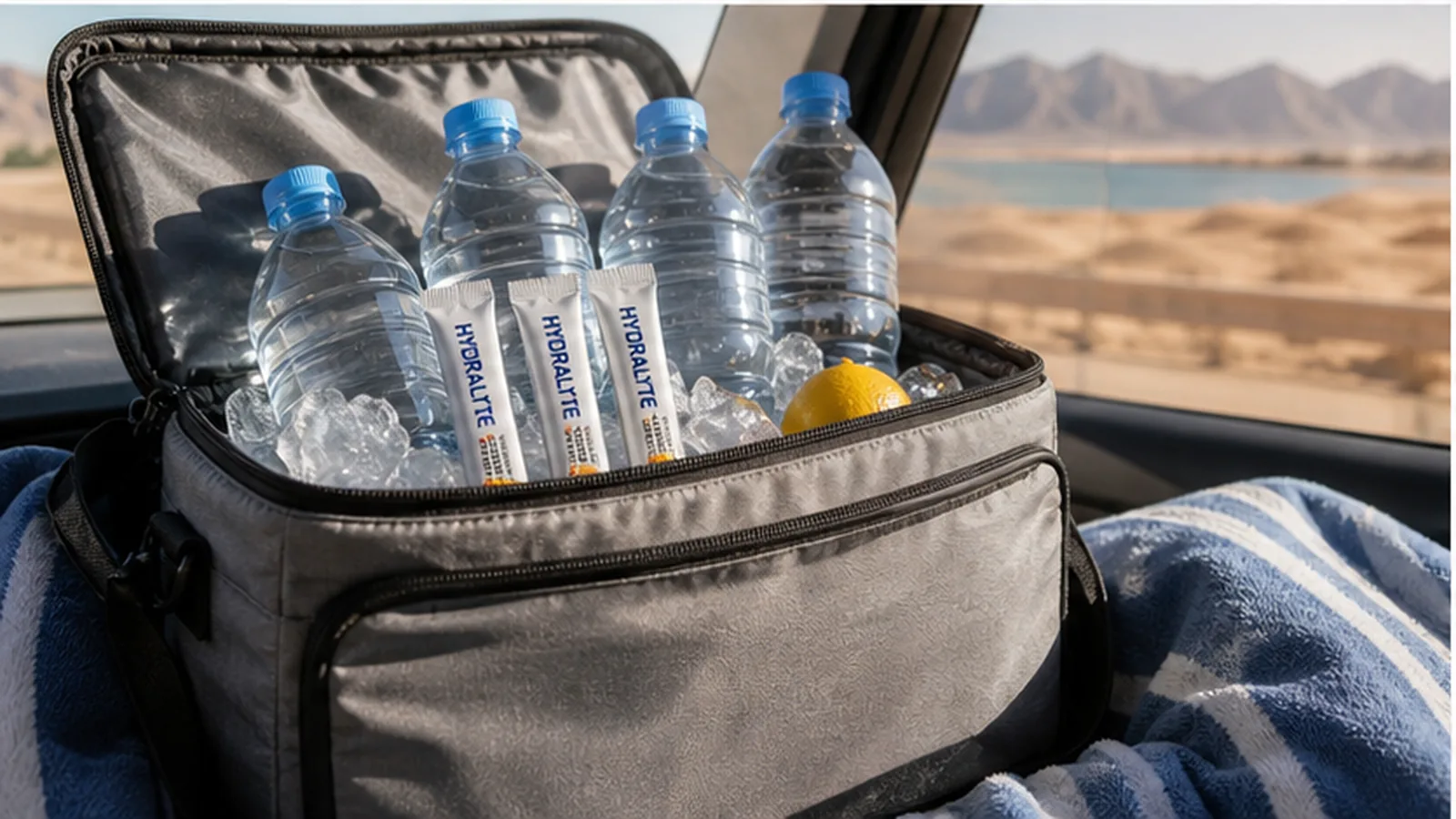Family Travel Hydration Packing List for UAE Road Trips - Hydralyte usage setting image