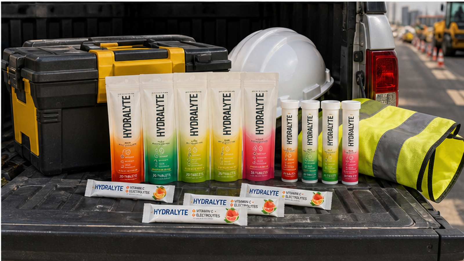 Hydralyte 2026 product reference for asphalt worker heat stress UAE