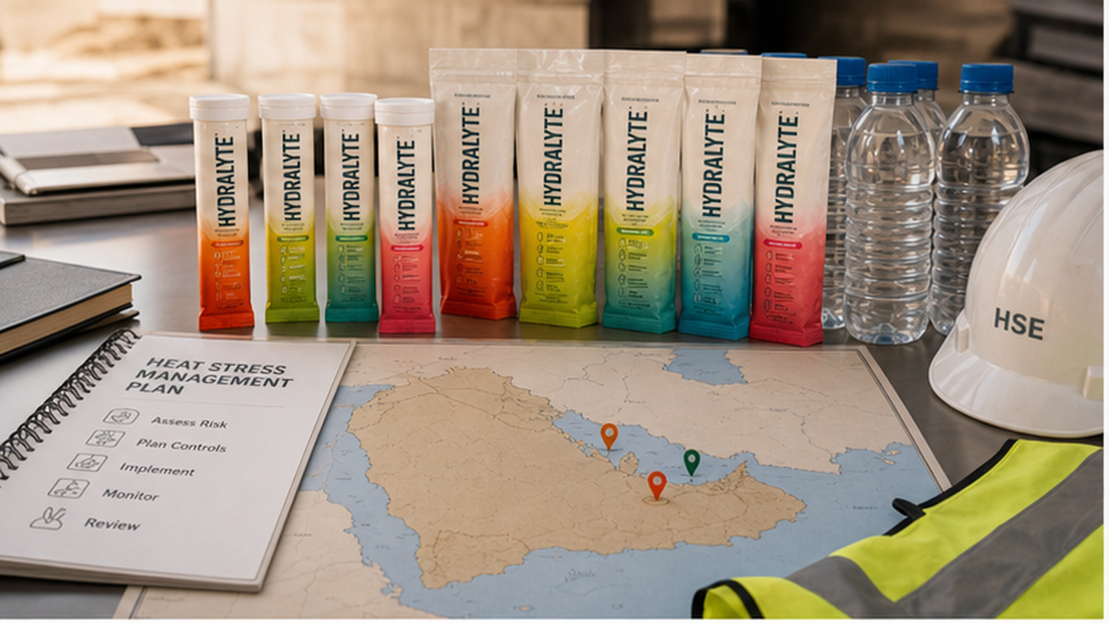 UAE, Qatar and Saudi Heat Rules: What Regional HSE Managers Should Standardise with Hydralyte 2026 campaign premium hydration four flavours