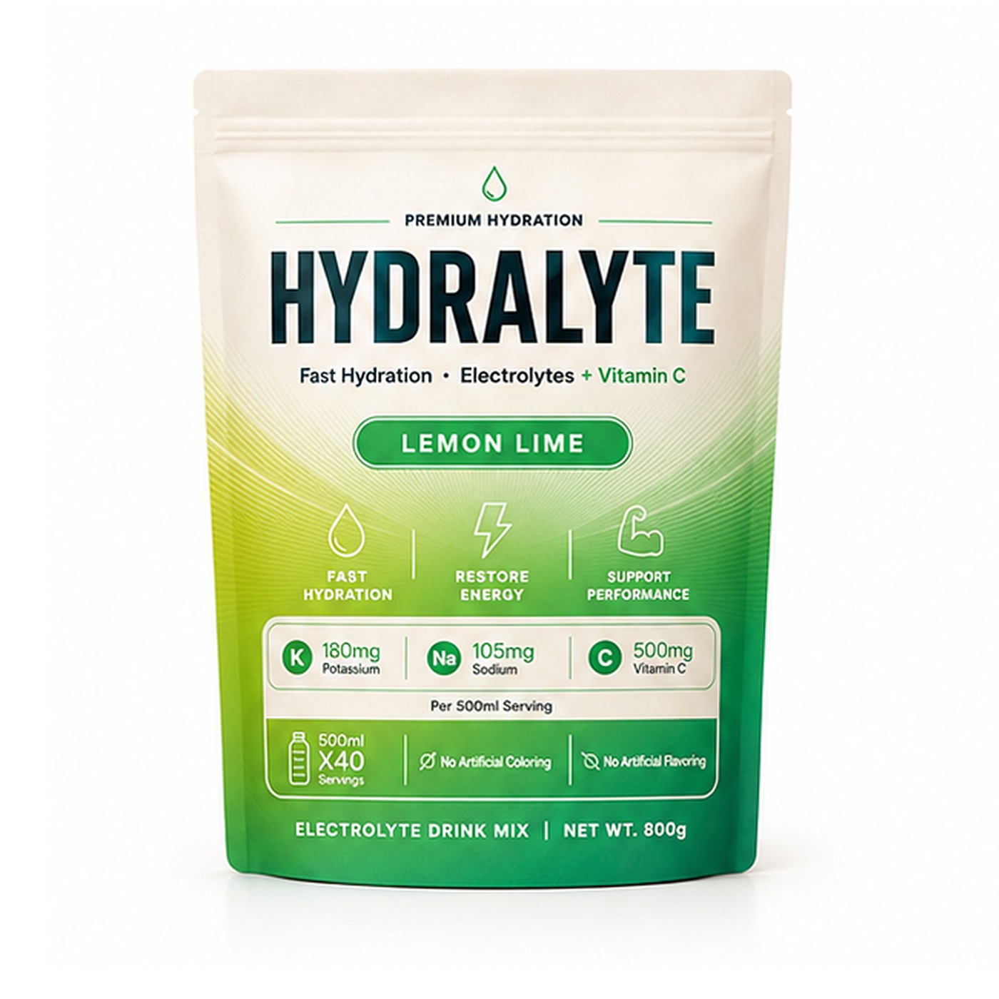 Hydralyte Electrolyte Drink Mix Lemon Lime 800g bulk pouch, 40 x 500ml servings, UAE