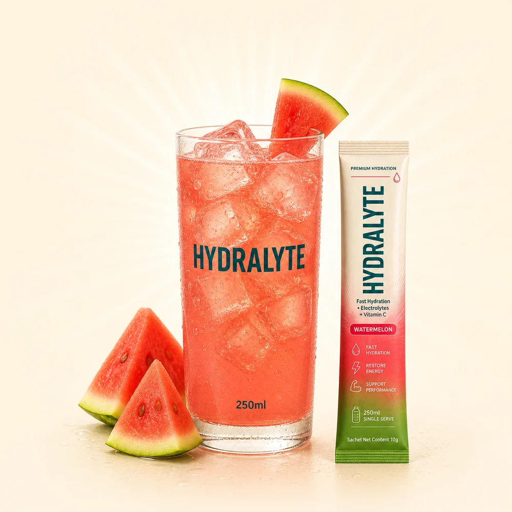 Watermelon electrolyte splash in golden light