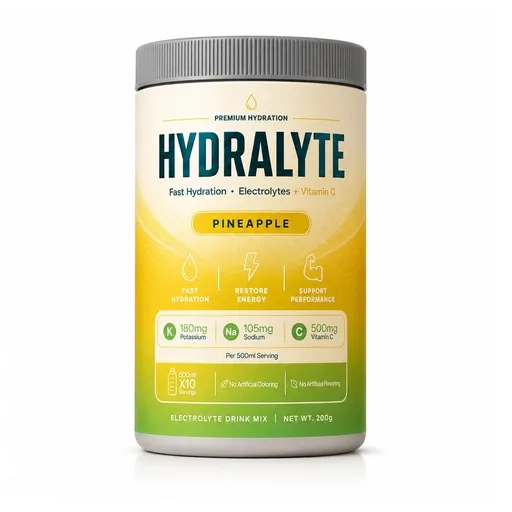 Hydralyte Pineapple 200 g jar, ten 500 ml serves